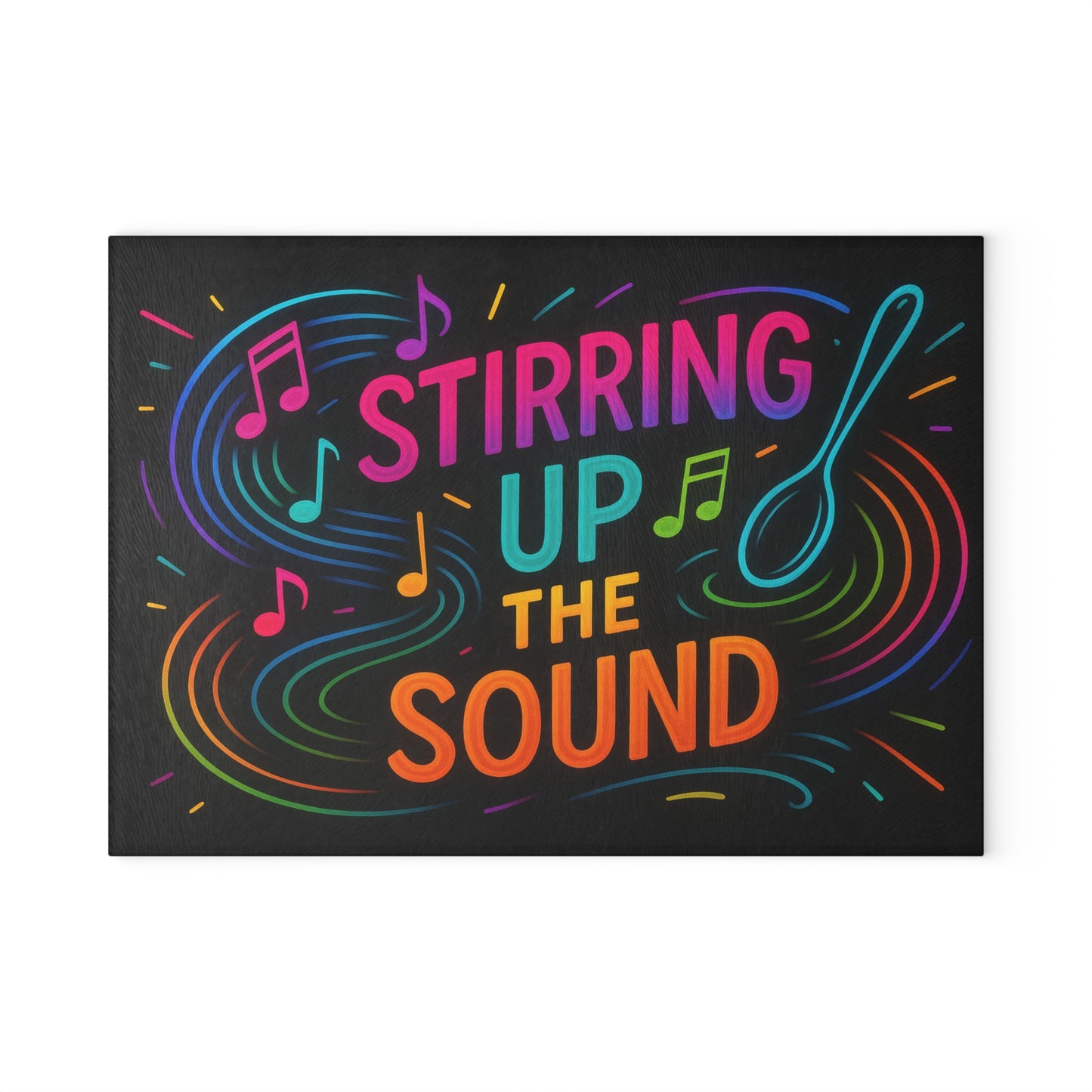 Vibrant Music-Themed Glass Cutting Board