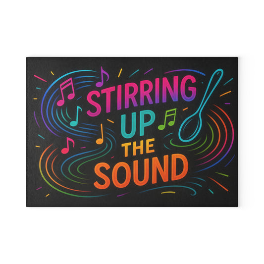 Vibrant Music-Themed Glass Cutting Board