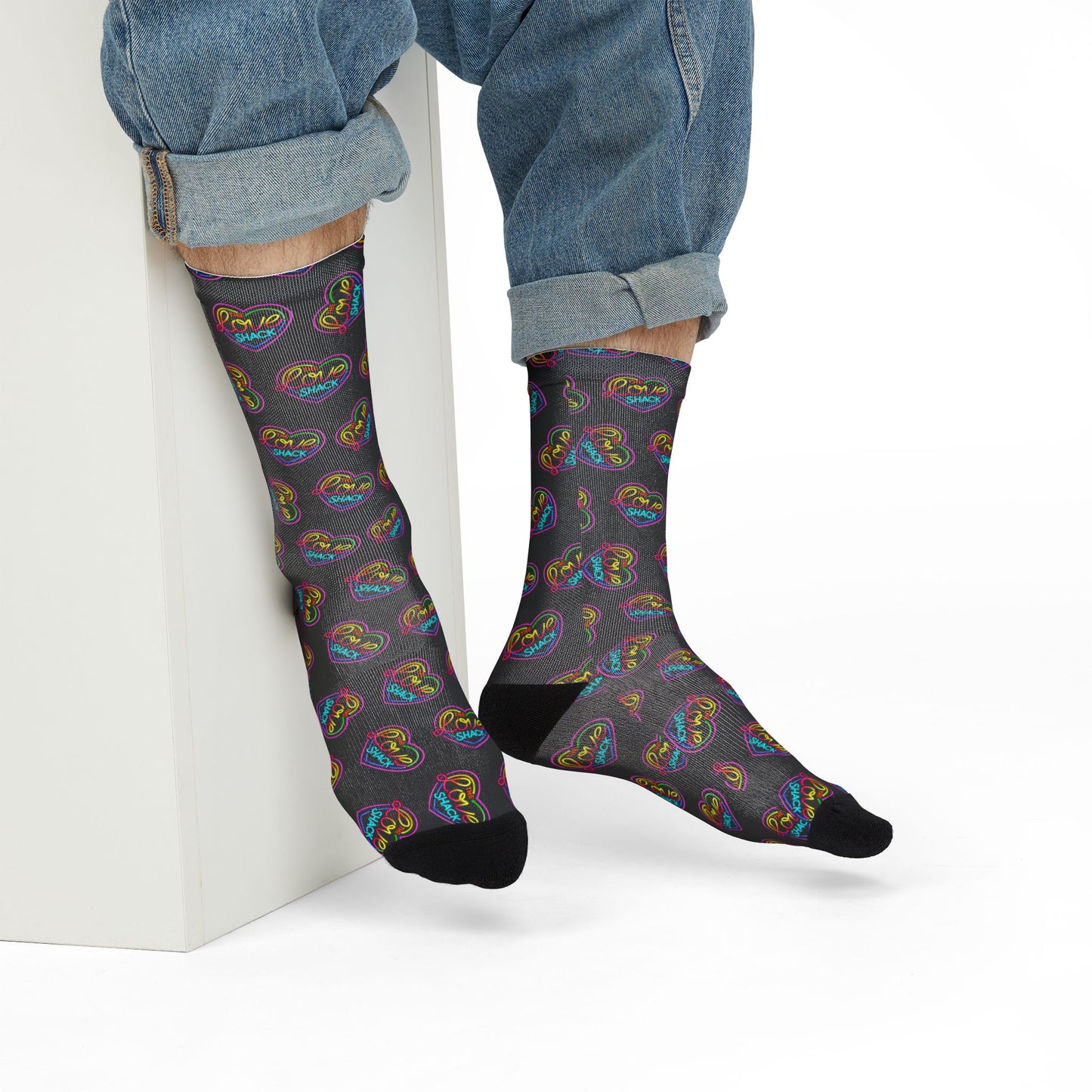 Love Shack Pattern Crew Socks