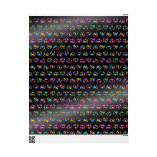 Colorful Neon Hearts Wrapping Paper