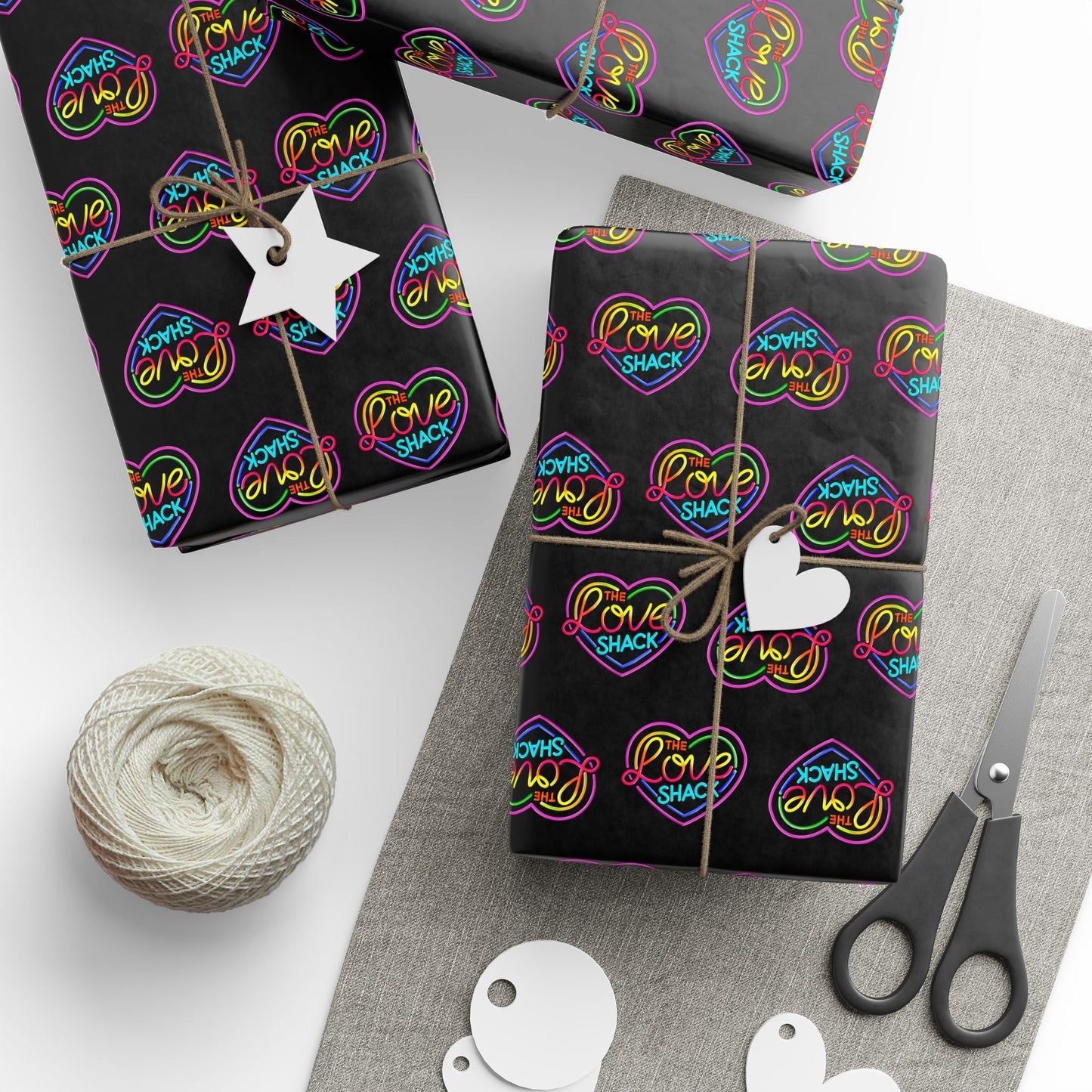 Colorful Neon Hearts Wrapping Paper