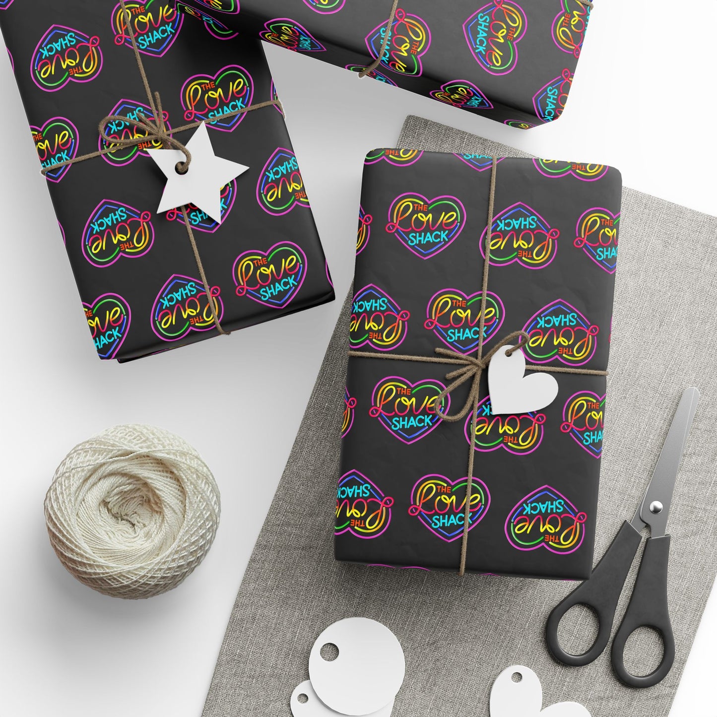 Colorful Neon Hearts Wrapping Paper