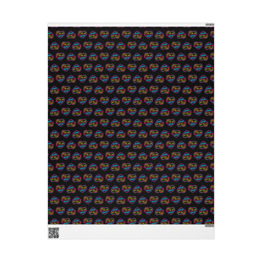 Colorful Neon Hearts Wrapping Paper