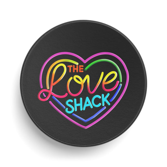 Neon Love Shack Hockey Puck