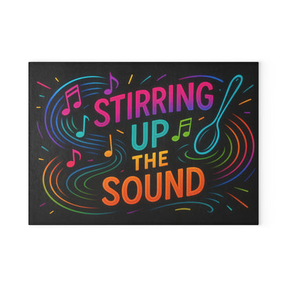Vibrant Music-Themed Glass Cutting Board