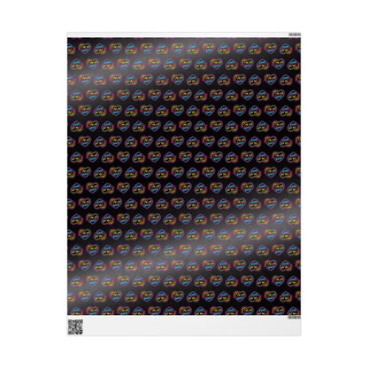 Colorful Neon Hearts Wrapping Paper