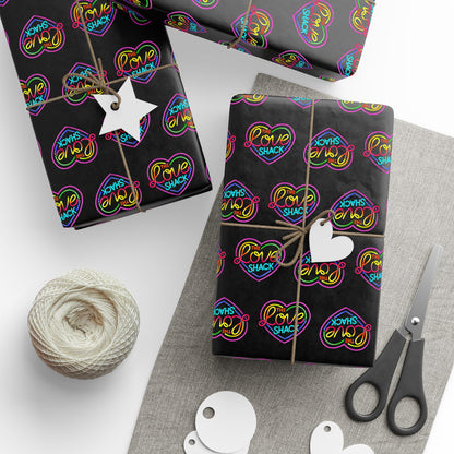 Colorful Neon Hearts Wrapping Paper