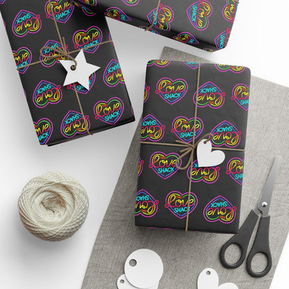 Colorful Neon Hearts Wrapping Paper
