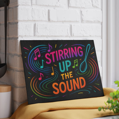 Vibrant Music-Themed Glass Cutting Board