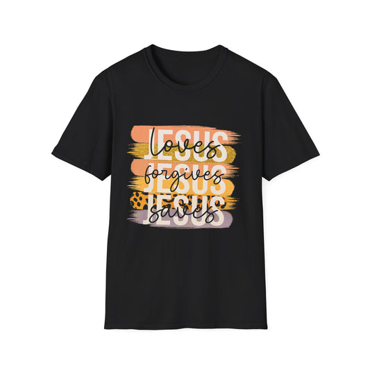 Faith-Inspired Unisex T-Shirt - 'Loves Forgives Jesus Saves'